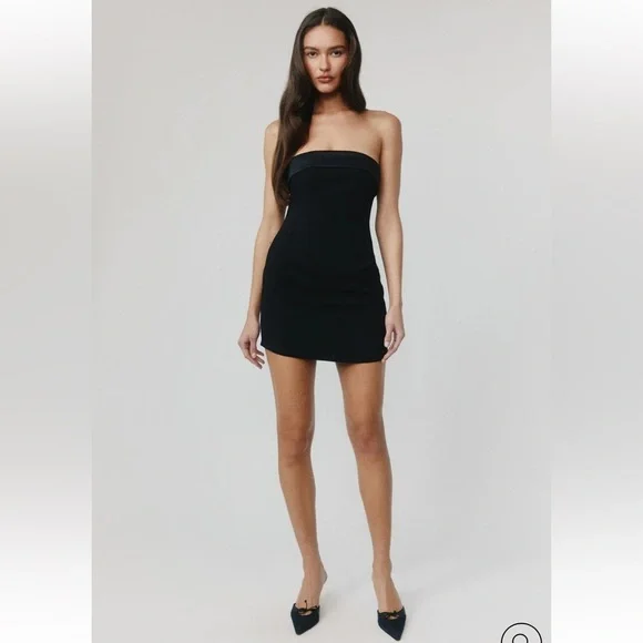 With Jean Chloe Corset Elegant Black Strapless Mini Dress - Picture 2 of 8